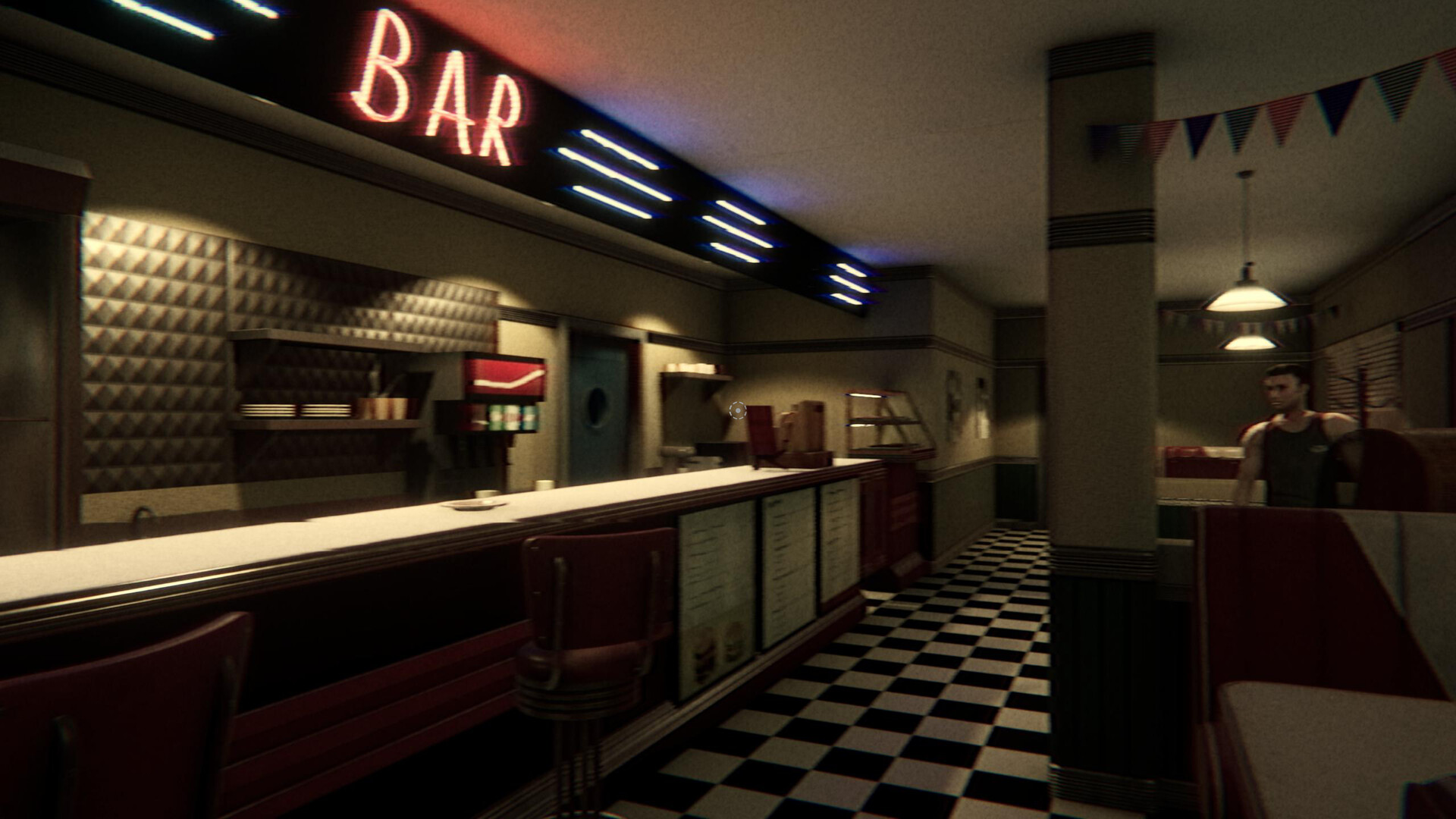 The dimly lit diner in True Nightmare — Diner Loop